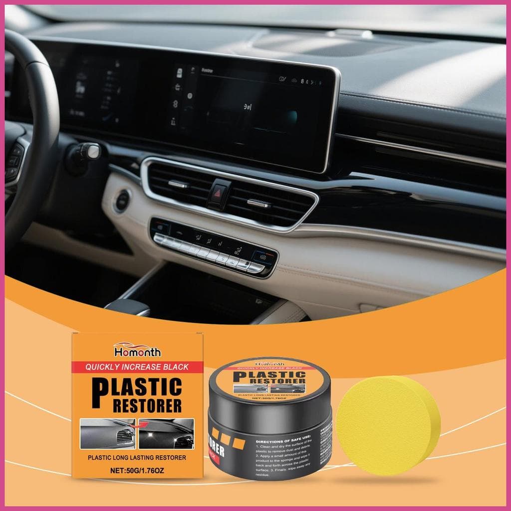Restaurador De Guarnição Preta Para Carro , 50g , Pasta Reparo De Arranhões , Limpador De Assento De Couro Com Esponja P