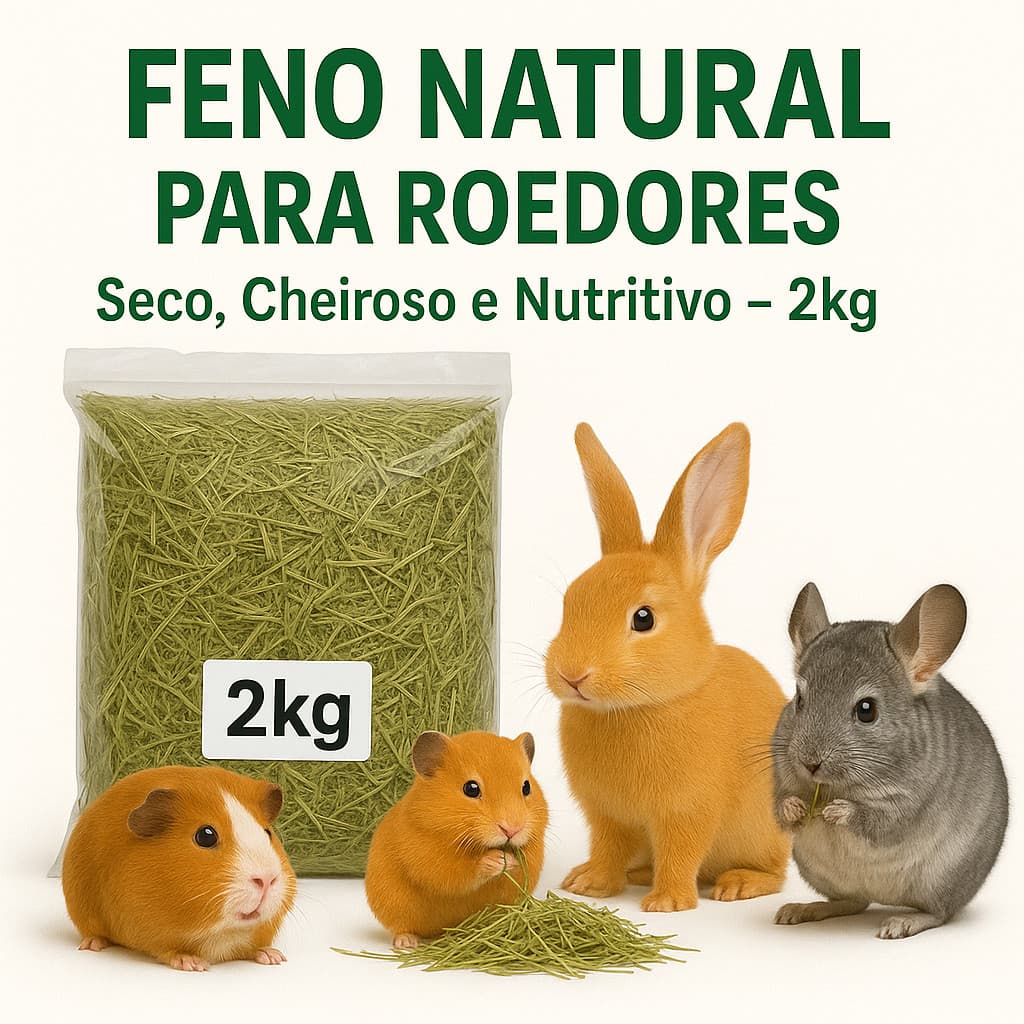 2kg de Feno Premium Nutritivo para Roedores – Digestão Saudável!