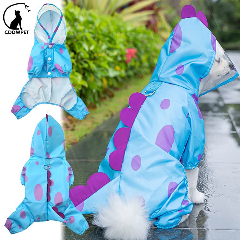 Macacão Impermeável Para Cachorro Com Capa De Chuva