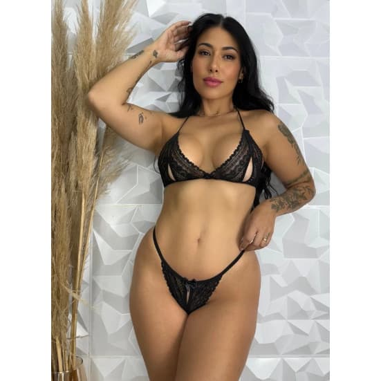 Conjunto Lingerie Renda Fio Dental Sensual Feminino Sexy Moda intima