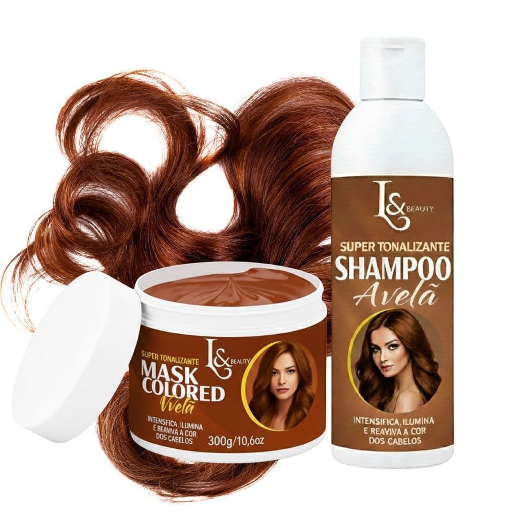 Kit Tonalizante Máscara Avelã Colored + Shampoo Avelã 300ml L&beauty