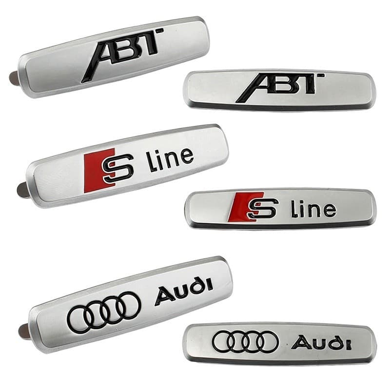 1 3D Metal Modificado Audi ABT S-line Logotipo Assento De Carro Tapete De Chão Emblema Do console Central Para