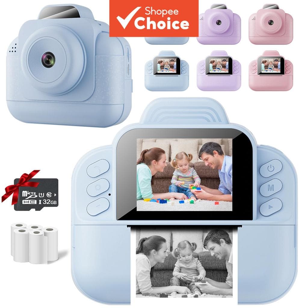  Câmera de Impressão Fotográfica Instantânea Portátil, Duas Opções de Armazenamento, Impressão de Fotos (Preto e