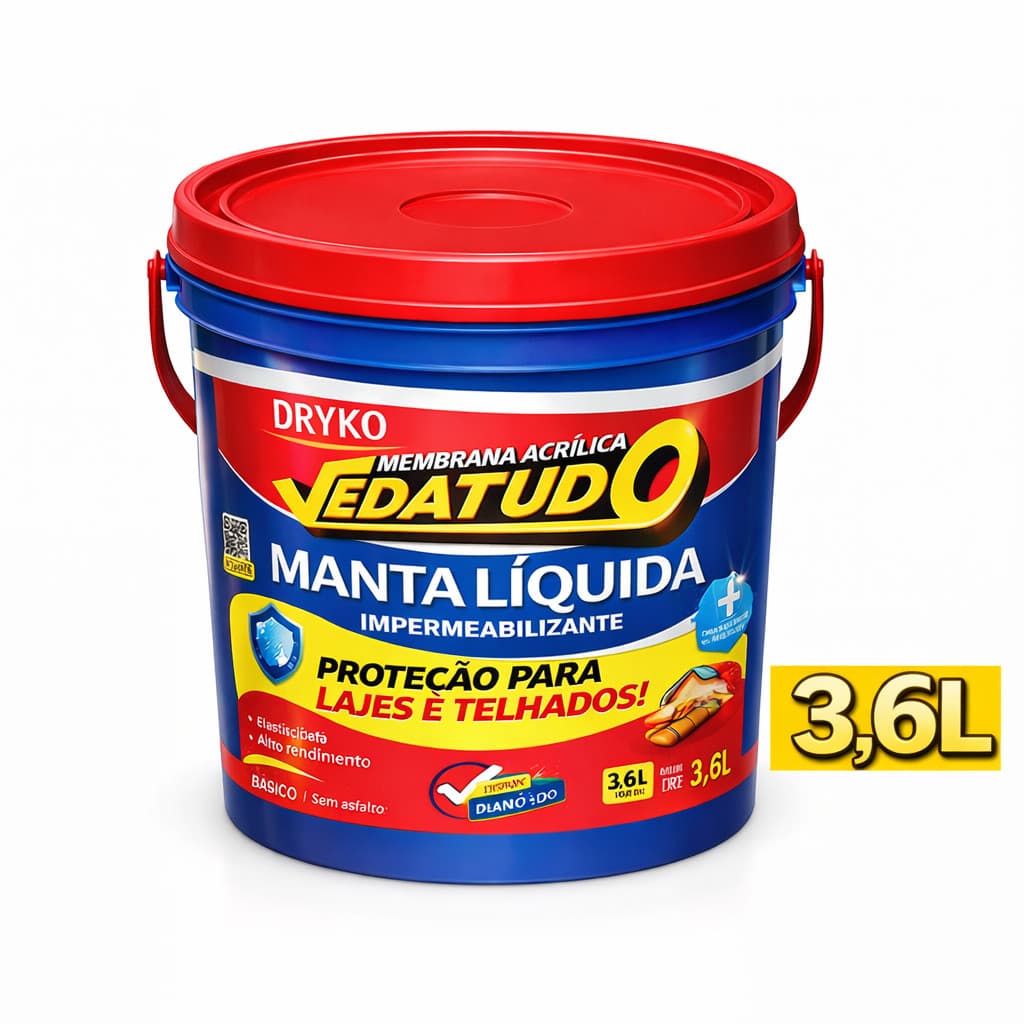 Manta Líquida Emborrachada Impermeabilizante Dryko 1,2L ou 3,6kg