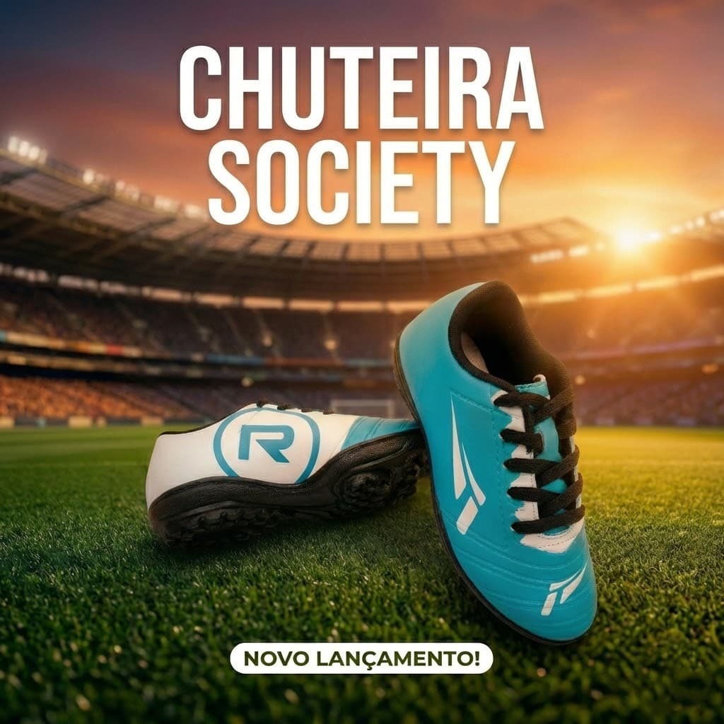 Chuteira Society Infantil Reforçada E Leve (26 Ao 33) | Sola Costurada | Cores Vibrantes