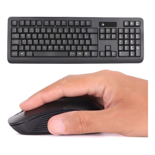 Kit Teclado Mouse Sem Fio Wireless 2.4 Ghz Pc Tv Note Abnt2 Preto