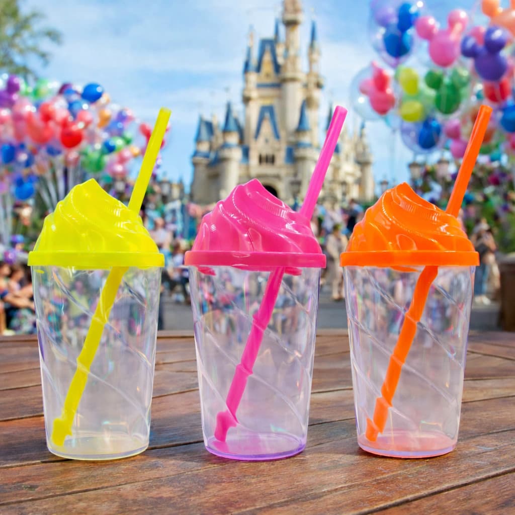 KIT 15 COPOS TWISTER 300ML CRISTAL COM TAMPA CHANTILLY E CANUDO FESTA ANIVERSÁRI