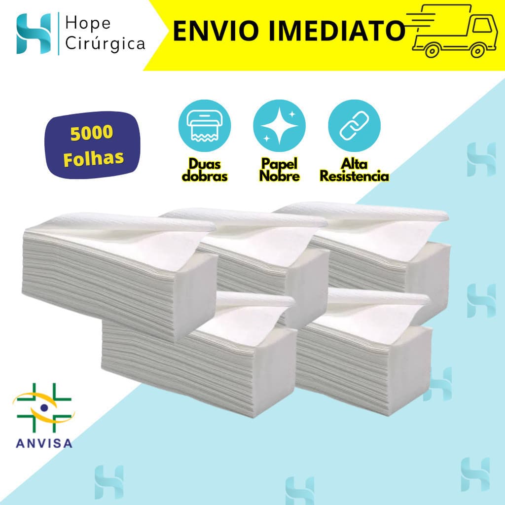 Papel Toalha Interfolha Branco 20x20cm - 5.000 FOLHAS