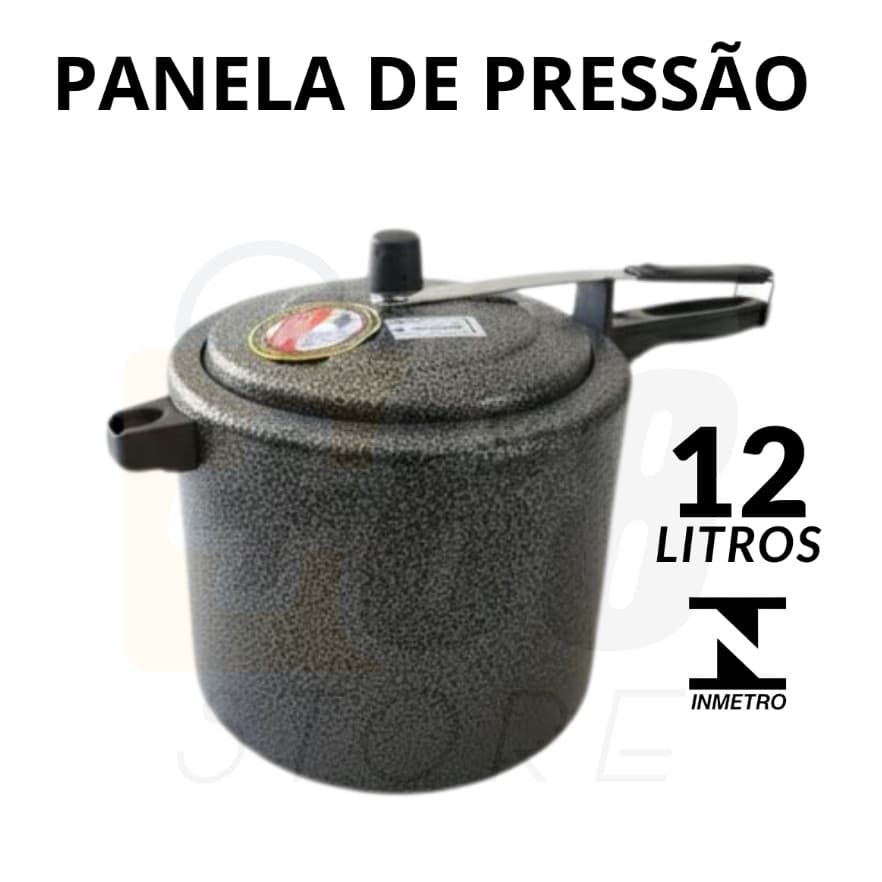 Panela de Pressão 12 Litros em Aluminío Craqueado Certificada INMETRO Alta capacidade