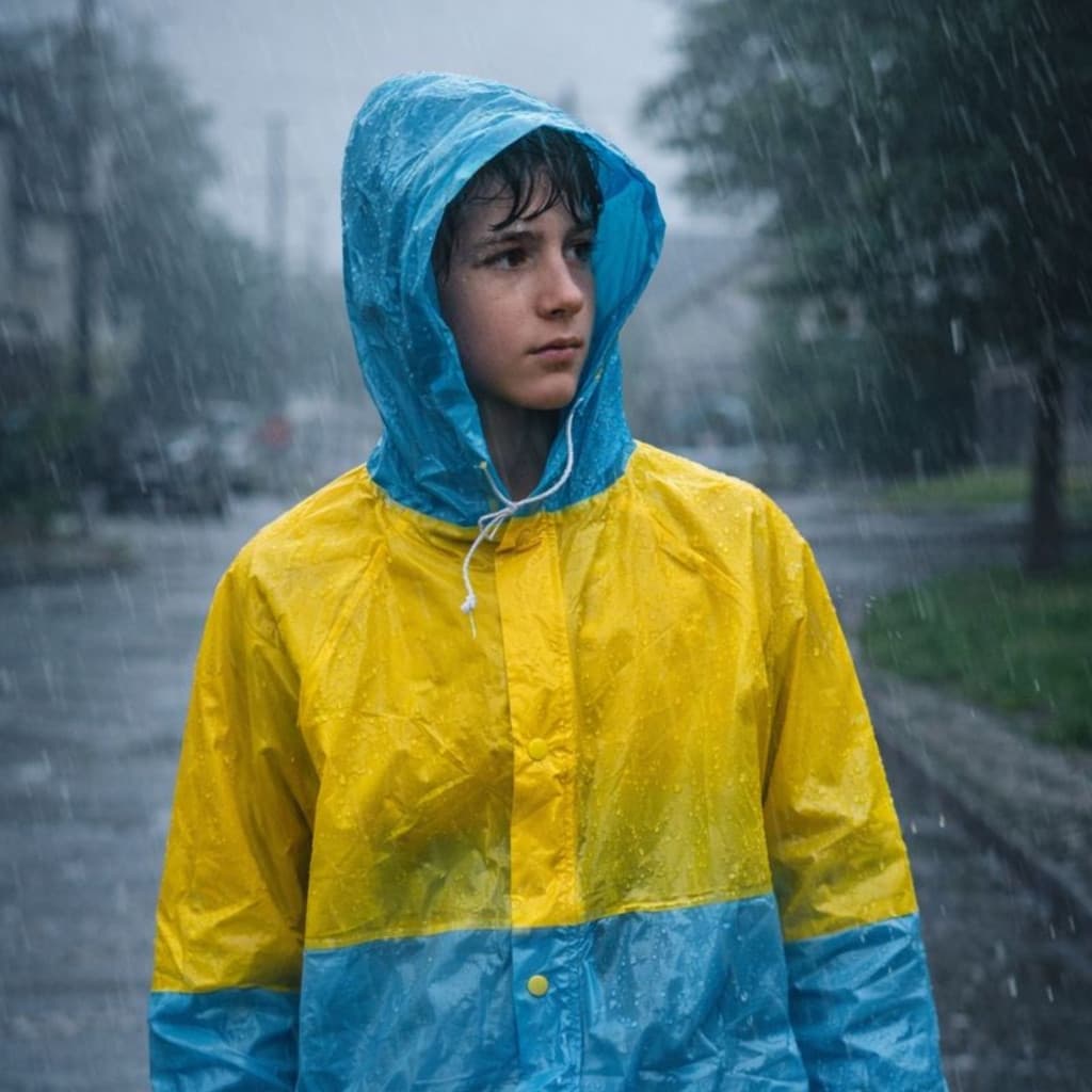 Capa de Chuva Infantil 100% PVC, Fofa e Impermeável Com Cordão capuz e Viseira Escola Passeio