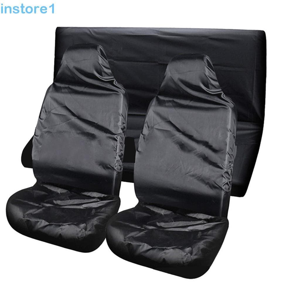 INSTORE Capa De Assento De Carro Dianteira/Traseira Decoração Preta À Prova D'água Universal Conjunto Completo De Capas