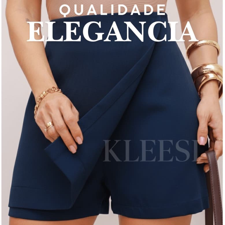 Short Saia Alfaiataria Feminino Basica zíper invisível lateral inspiração moda blogueira Tendencia