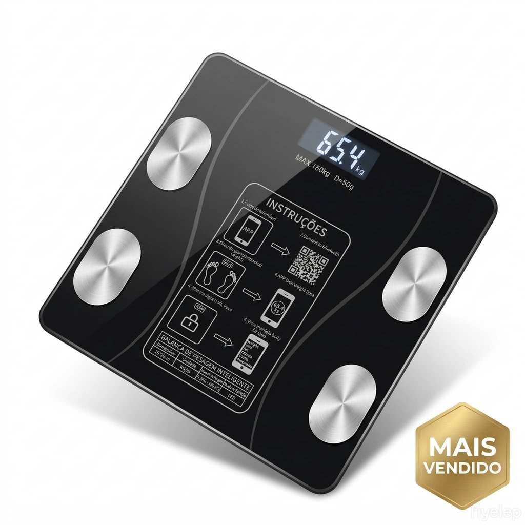 Balança Inteligente Bluetooth 180kg - Mede Peso, Gordura, Músculo e Calorias