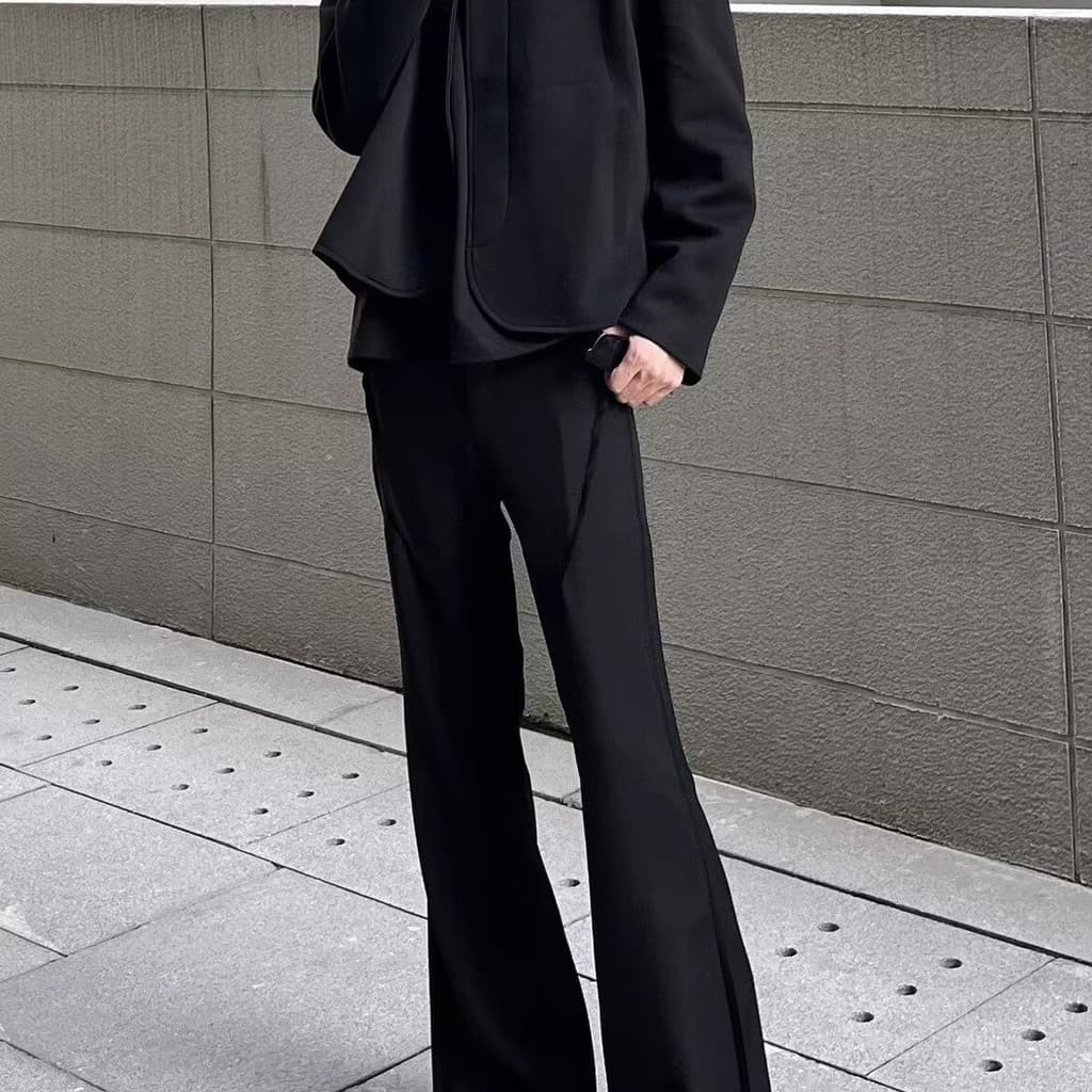 Calças casuais masculinas estilo americano com corte micro-flare 2026, calças de terno versáteis e modernas de corte ret