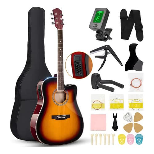 Kit Guitarra Elétrica Para Iniciantes Profissional + Afinador + Todos Acessórios Inclusos