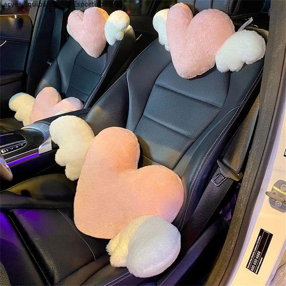LACYES Encosto De Cabeça Do Carro Em Forma De Coração Decoração Auto Pescoço Resto Apoio Lombar Pelúcia Amor Brinquedos 