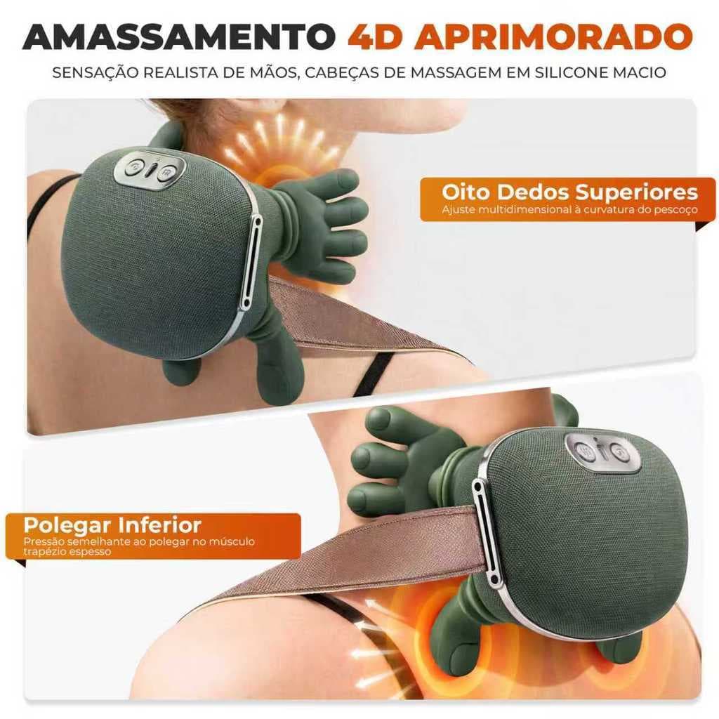 Massageador de Pescoço e Ombro 8 Pontos com Aquecimento | Alívio de Tensão e Relaxamento Profundo