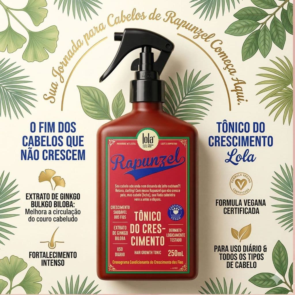 Tônico Rapunzel 250ml Lola Cosmetics | Crescimento e Força dos Fios