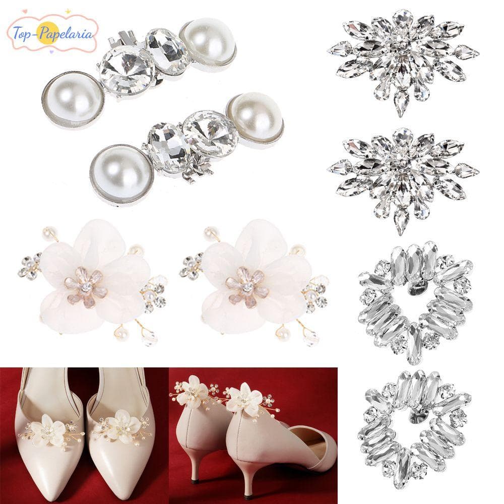 Perfumado 2 Peças Decorações De Sapato Acessórios De Casamento Clipes Decorativos Brilhantes Flor De Seda