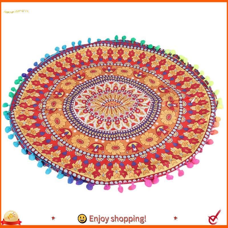 Capa De Almofadas Boêmias Redondas Para Piso De Mandala Indiana 13