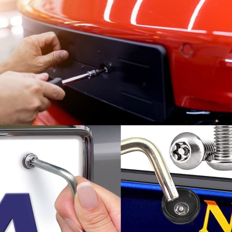 Estone Universal Placa De Identificação Do Carro Quadro Titular Montagem Prendedor Parafusos Capa Tampas Kit