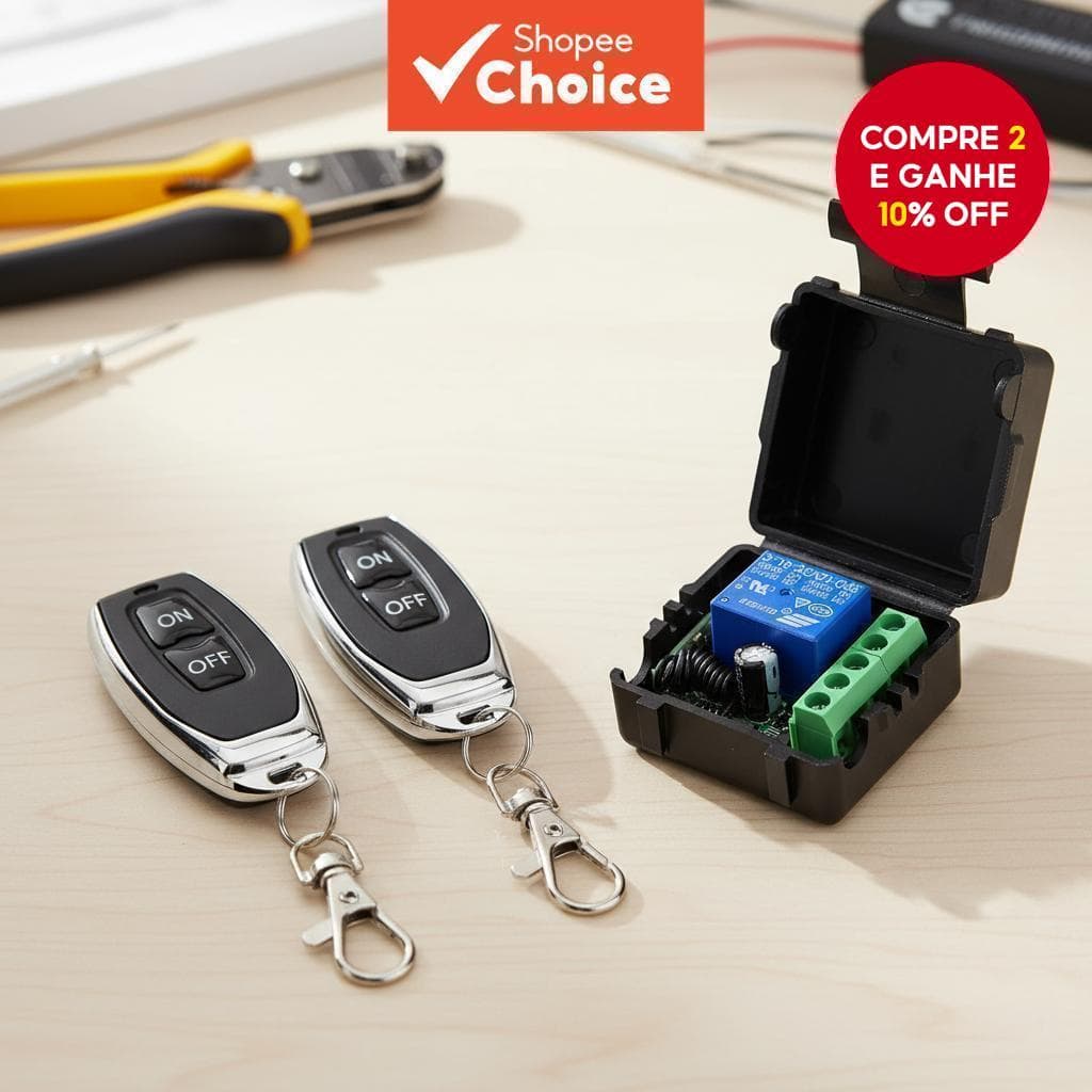  Interruptor sem fio de 433Mhz DC 12V 1CH RF 10A Receptor de relé e 2CH Transmissor Controle remoto Para fechadura