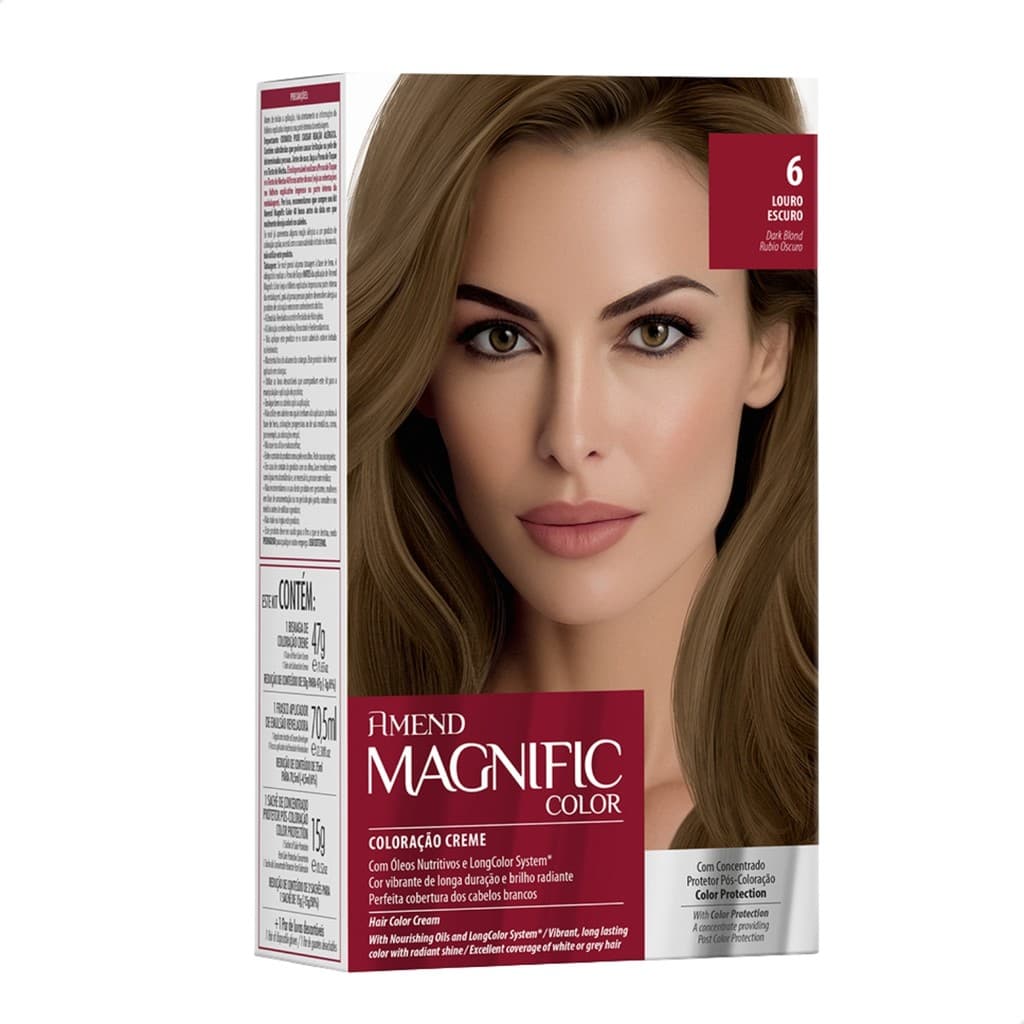 Tinta de Cabelo Creme Amend Magnific Color 6.0 Louro Escuro 163g