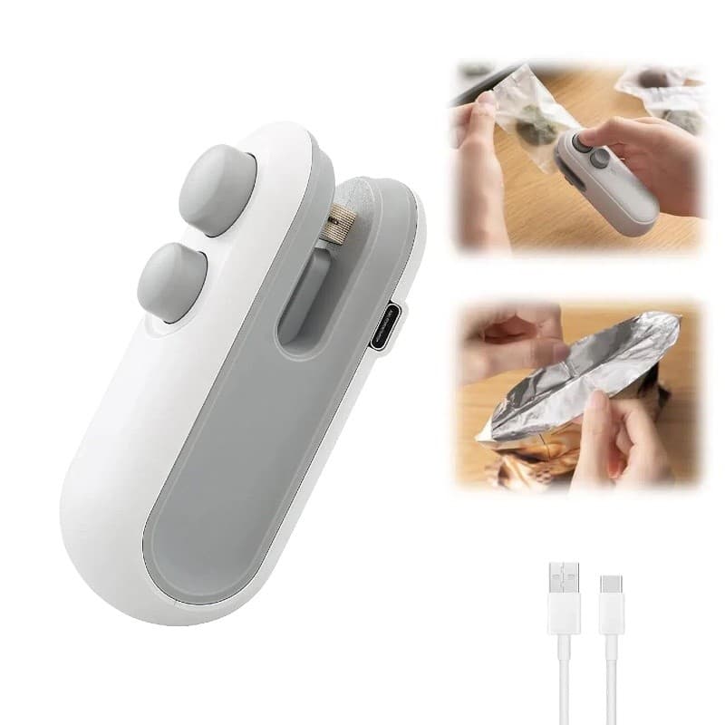 Mini Máquina Seladora Portátil 2 Em 1 de Alimentos e Saco Plastico Embalagens,Recarregável Usb
