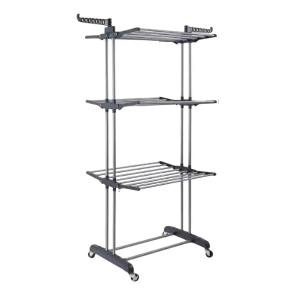 Varal Roupa Grande 3 Andares C/Rodinhas Dobrável Cabideiro