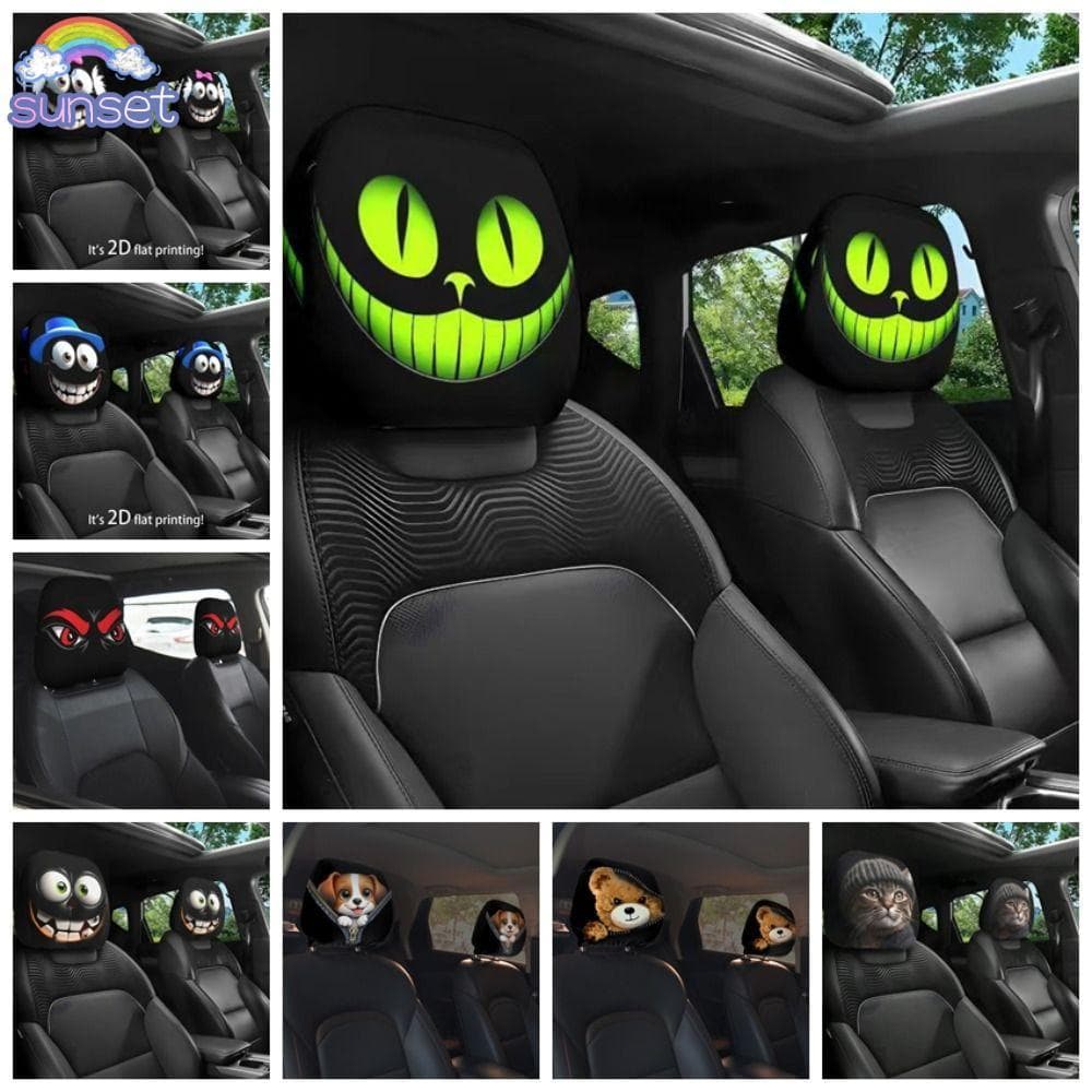 SUNSET 2 Peças Capa De Encosto De Cabeça De Carro , Elástica Universal Para Assento Respirável À Prova De Poeira