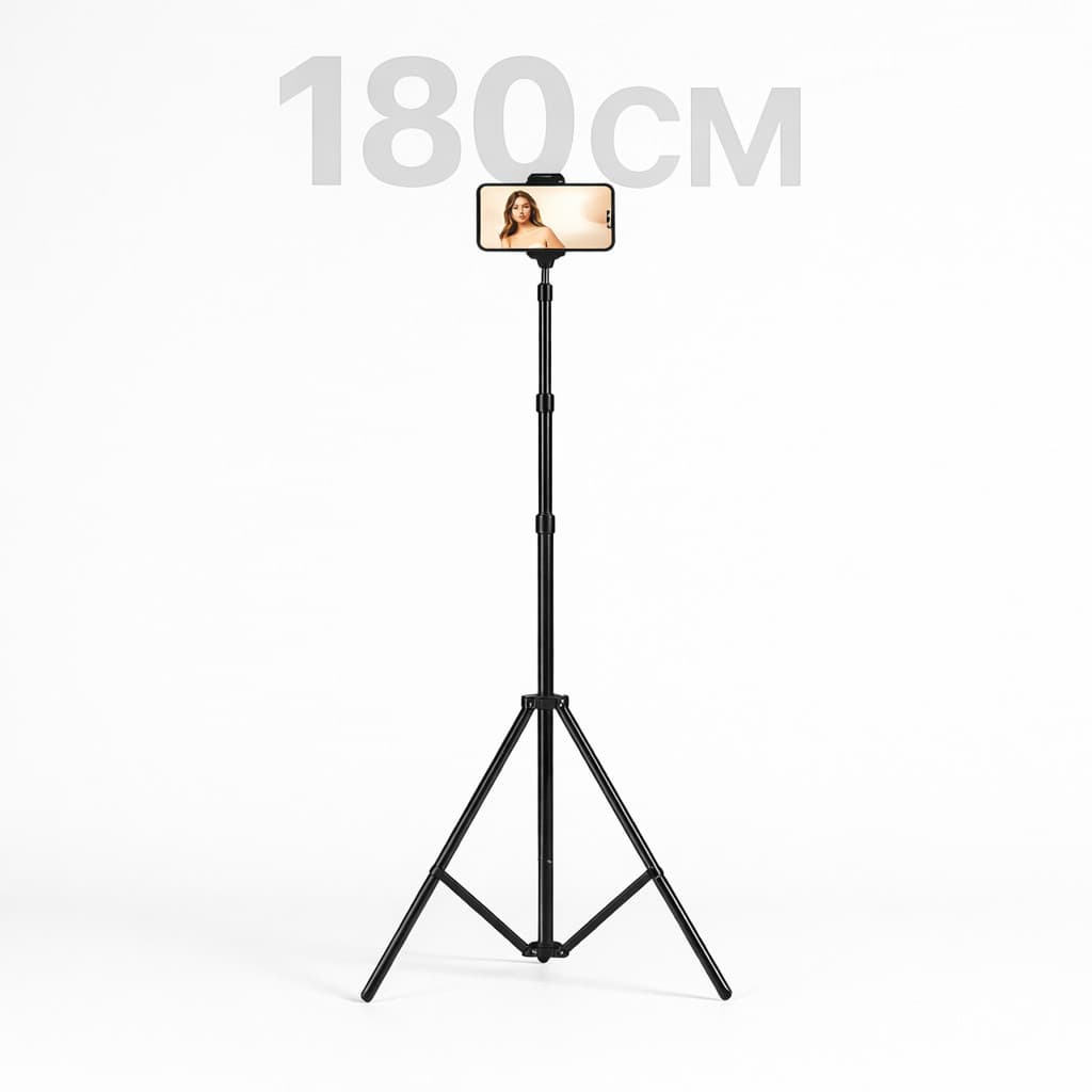 Tripé Profissional 180 cm Ajustável Alumínio + Suporte Celular – Estável e Portátil p/ Criadores