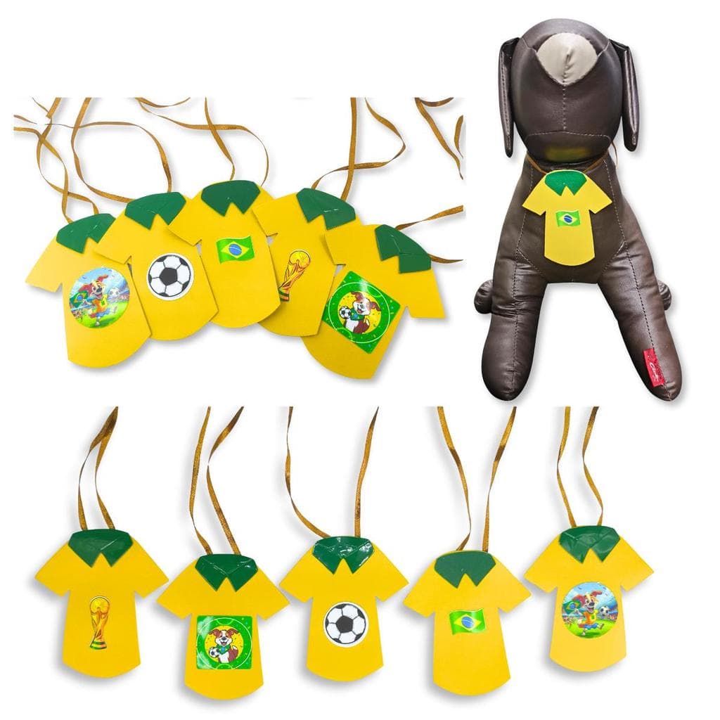 Gravata Pet Camisa Copa Do Mundo Brasil 50un Gravatinha Pet