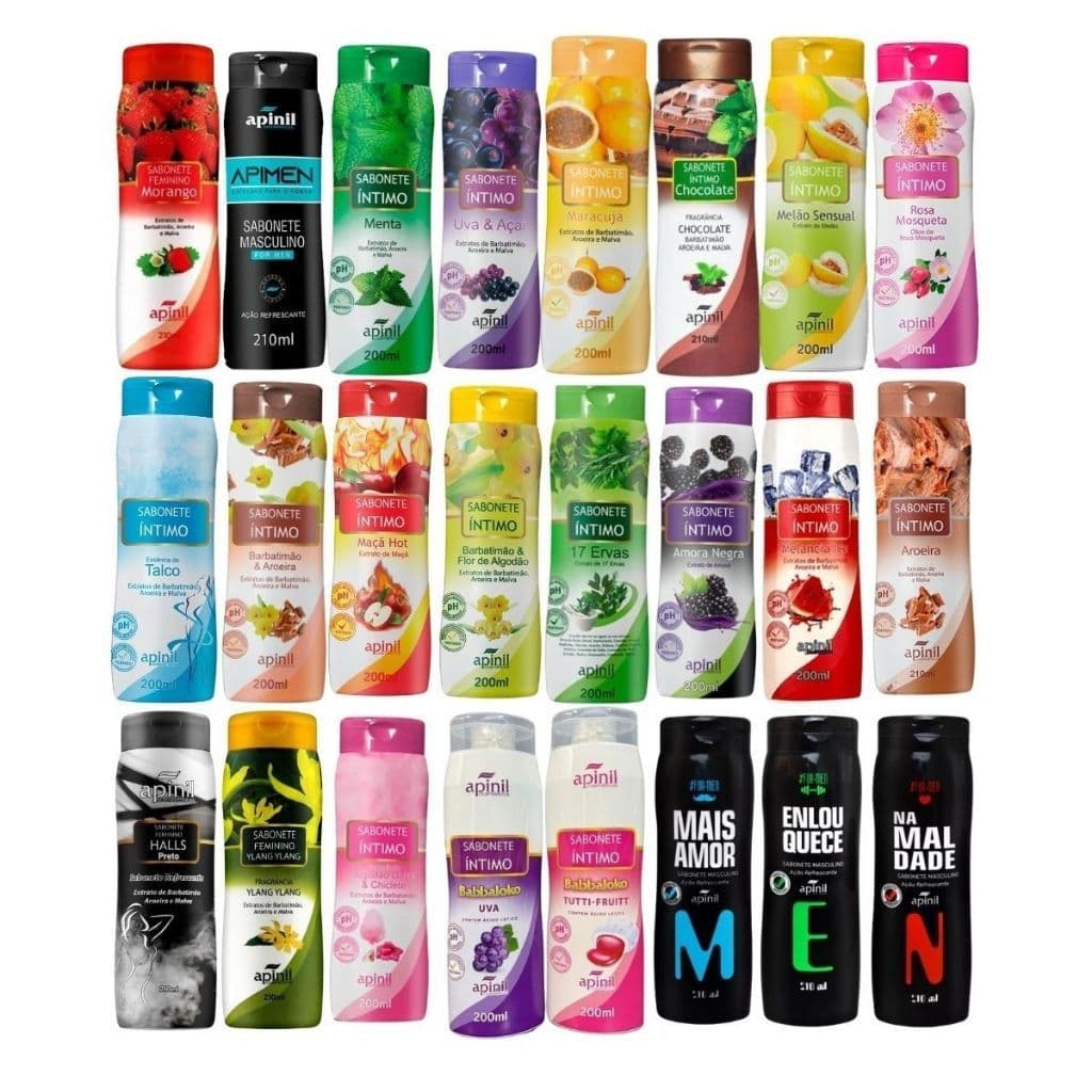 Kit 10 Unid Sabonete Íntimo Feminino Apinil 200ml Várias Fragrâncias Frescor Conforto Íntimo