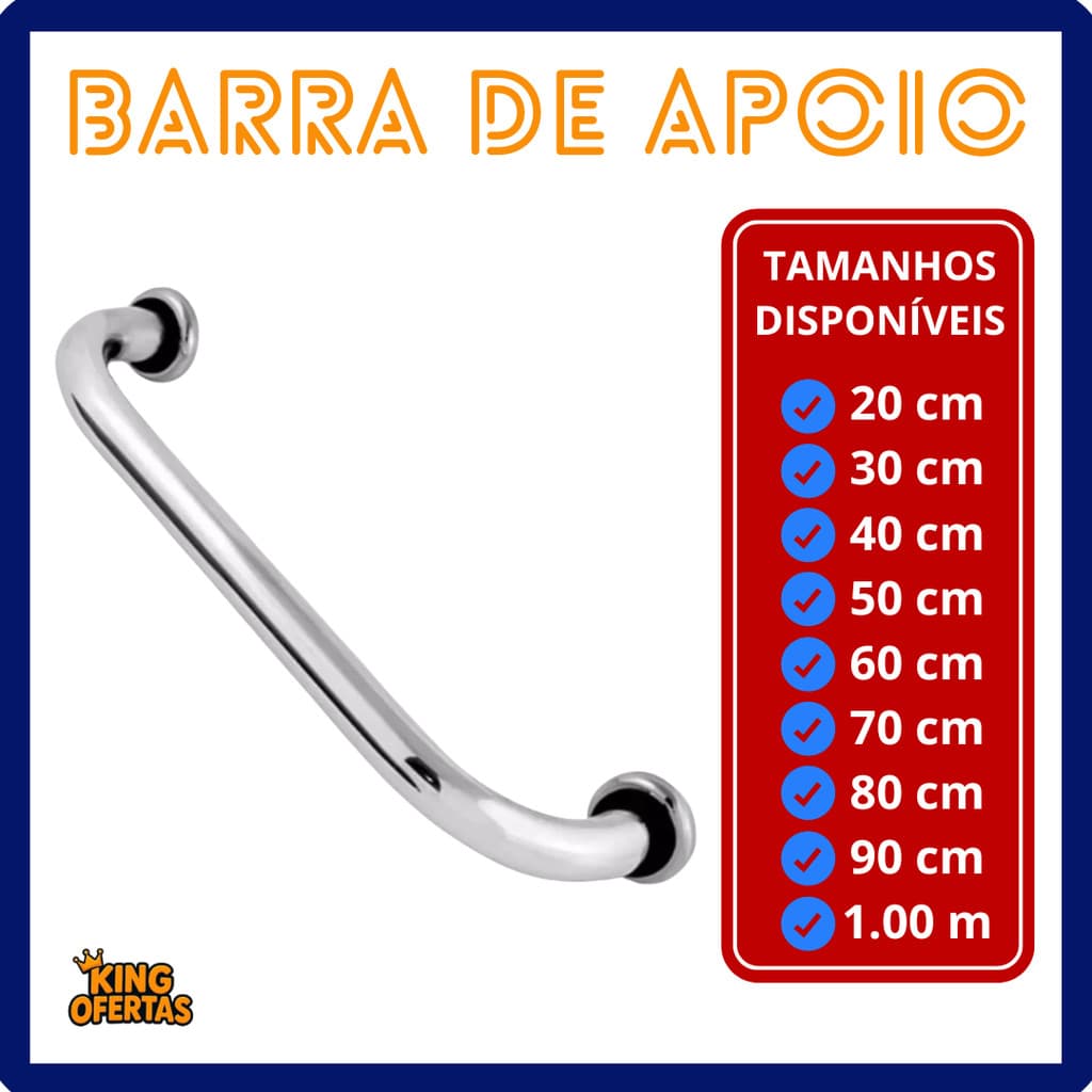 Alça de Apoio em Alumínio - medidas 20cm a 1m para Idosos, Convalescentes, Pcd, Corrimão