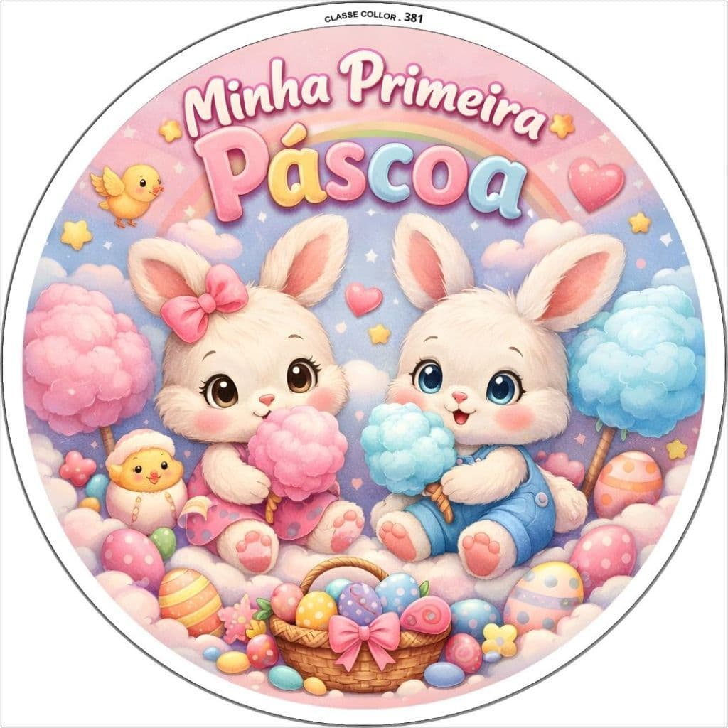 Capa de Painel Redondo 50cm Páscoa Infantil – Minha Primeira Páscoa