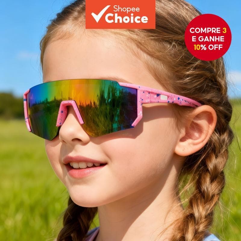  Óculos de sol esportivos para crianças, óculos de esqui com armação grande, óculos de ciclismo à prova de vento, óculos