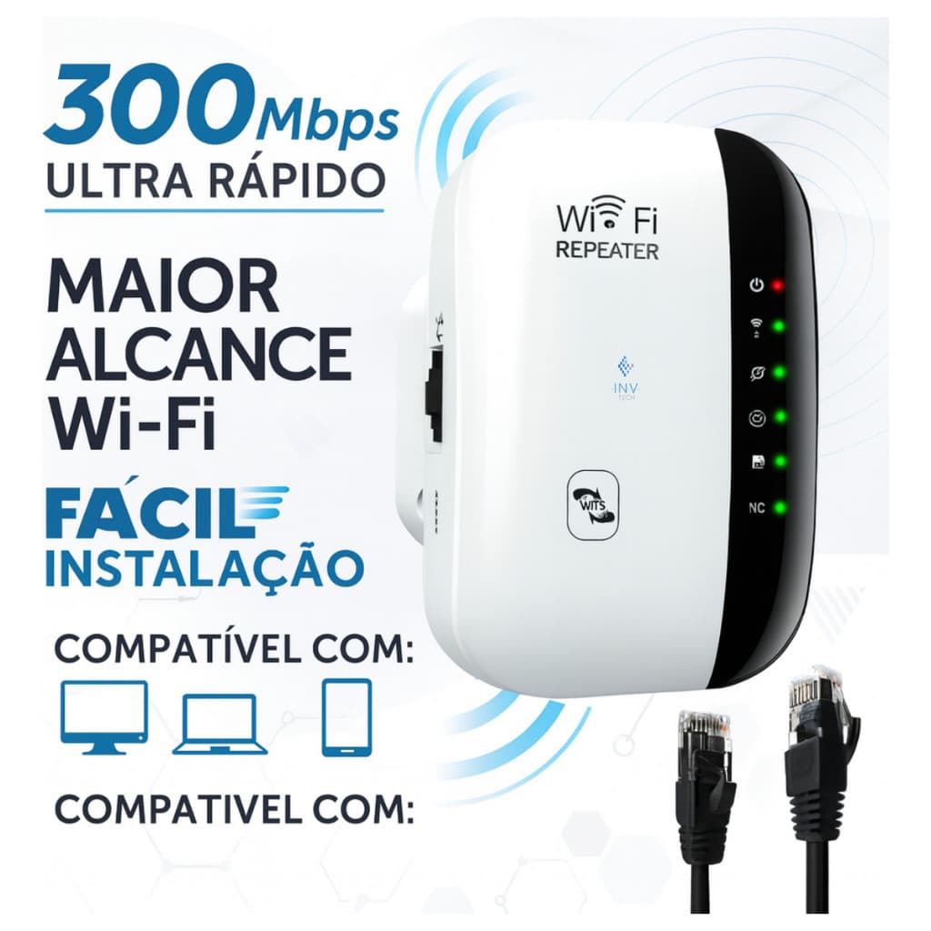 Repetidor Wi-Fi Sem Fio De 300Mbps , Roteador 2.4G , Extensor De Alcance , Amplificador De Sinal