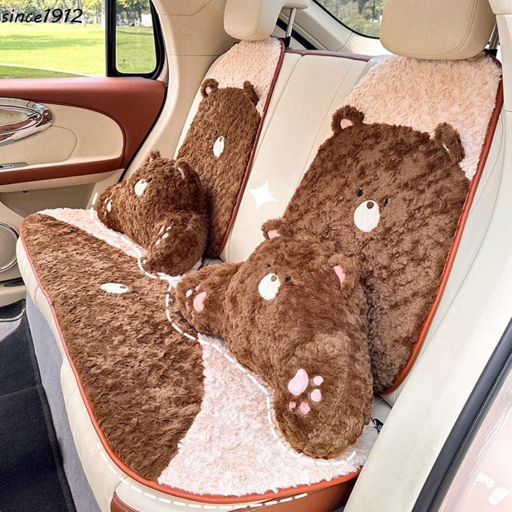 Almofada De Carro De Urso Desde , Assento Peluda E Quente , Travesseiro Antiderrapante De Pelúcia Universal Macio Invern