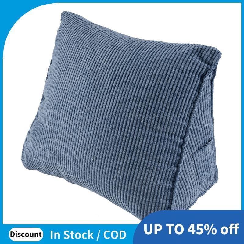 Almofada De Encosto De Leitura Cunha Volta Lombar Cama Cadeira Resto Travesseiro De Apoio (Azul)