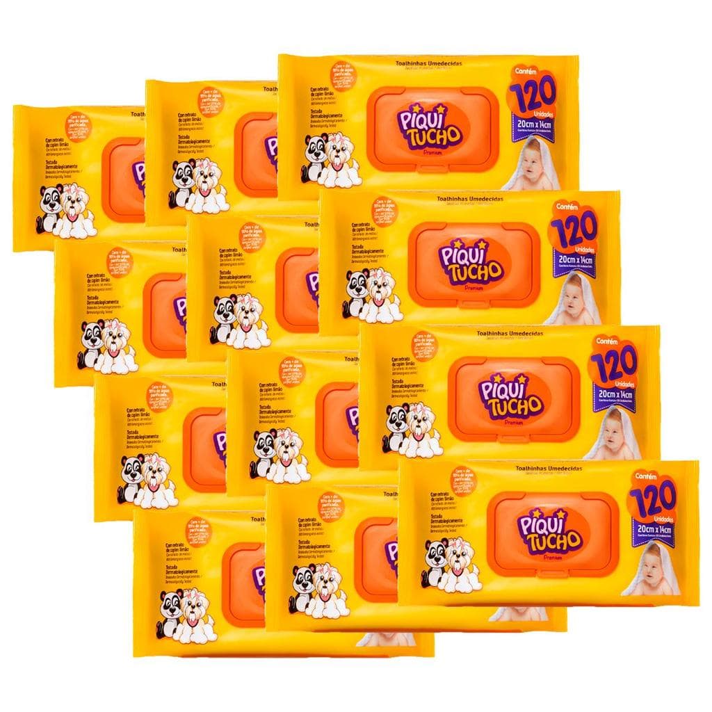 Kit Toalhas Umedecidas Piquitucho Premium 12 Und