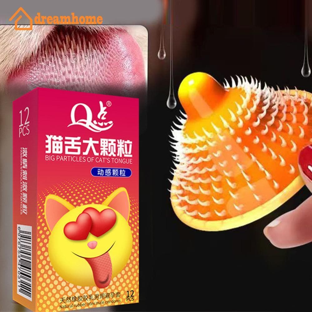 DREAMHOME 10/12PCS Preservativos De Pontos Grandes Para Homens Retardam Látex Natural M7U8