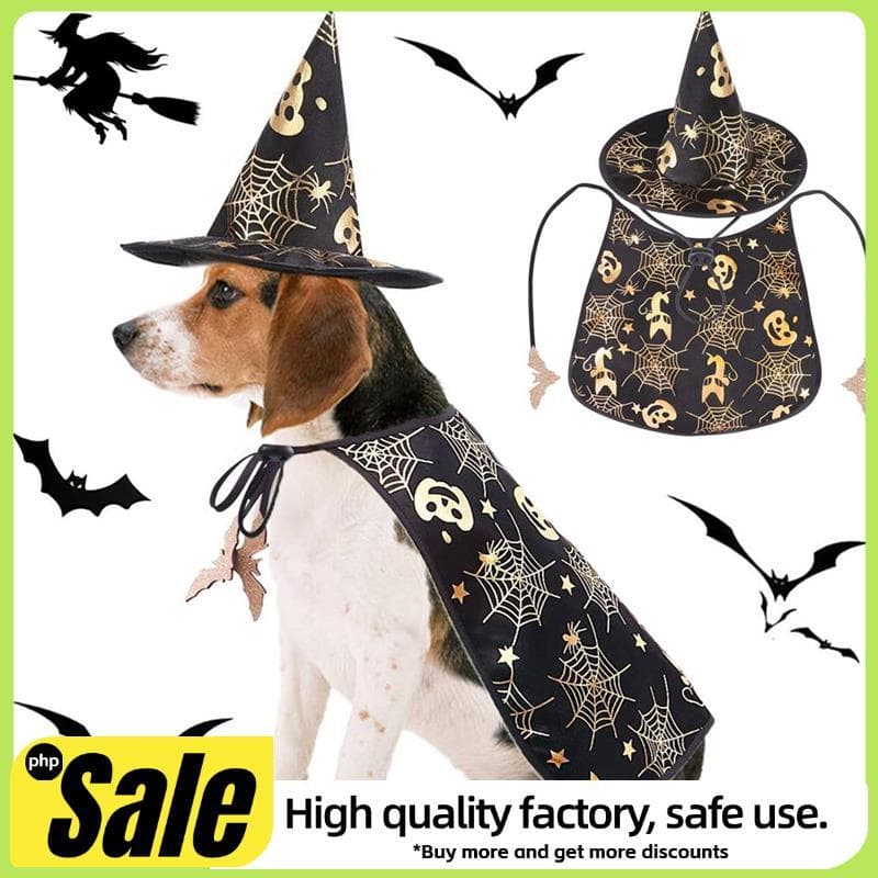 Halloween Gato Traje Animal De Estimação Vampiro Capa E Chapéu Legal Roupa Pet Gatos Cosplay Roupas Vestuário