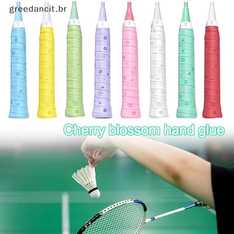 Prosperityusma 1 Peça Fita Envoltória De Alça De Badminton PU Antiderrapante Estampa De Flor De Cerejeira Overgrip Absor