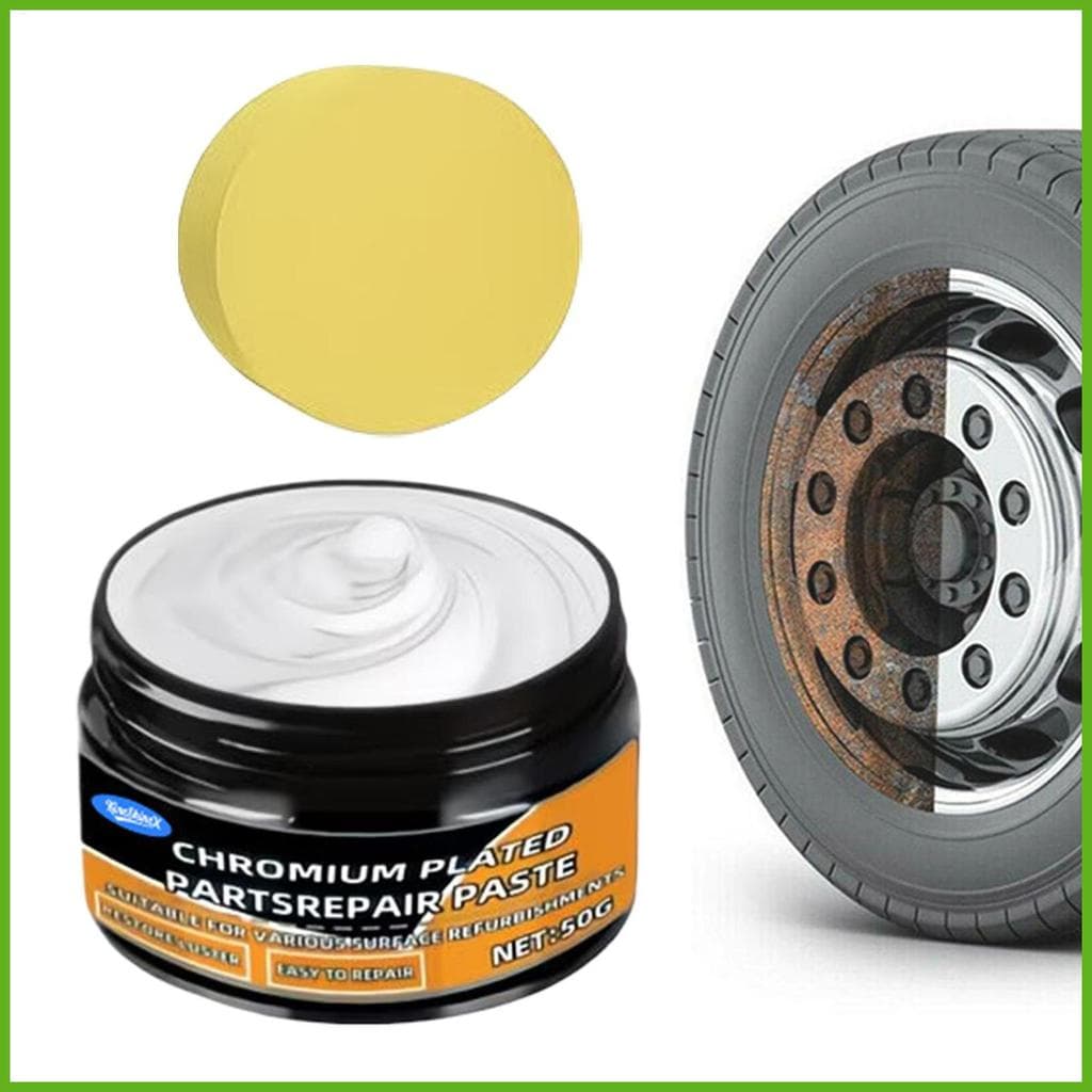 Limpador De Roda Cromado 50g , Pasta De Reparo De Aro Com Esponja Para Arranhões Veículos Barcos , Automóveis , Pneus , 
