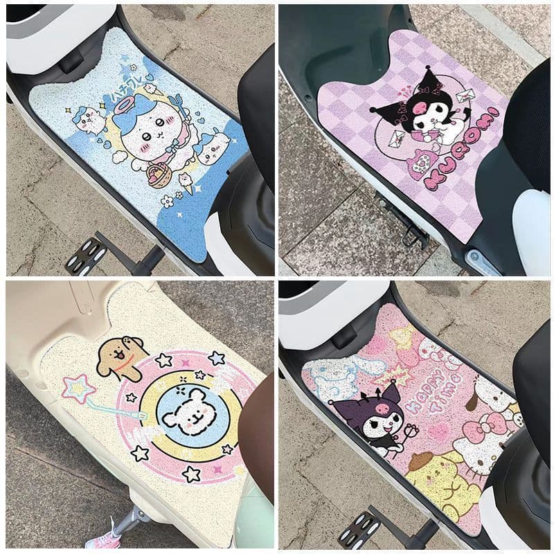 Tapetes de chão para veículos elétricos com desenhos animados fofos, tapetes de chão com laços de arame anti-riscos e an