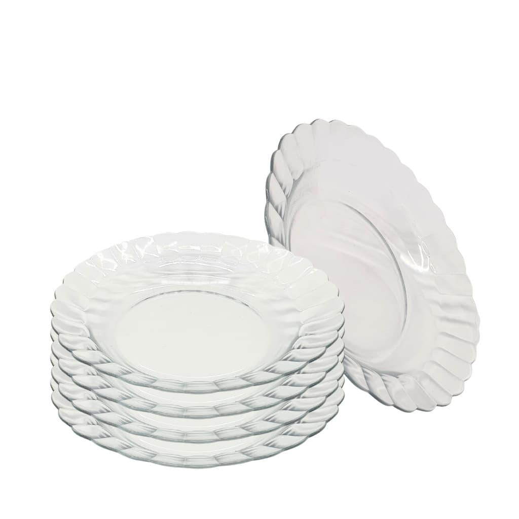 Jogo 6 Pratos Vidro Transparente Fundo Sopa 22 Cm Jantar