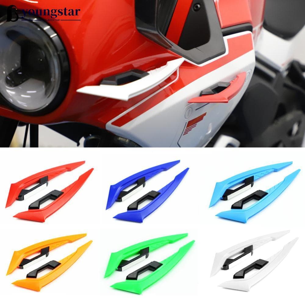 YOUNGSTAR 2 Peças Winglets De Motocicleta Spoiler Lateral Dianteiro Conjunto De Asa Aerodinâmica De Vento Fixa Com Adesi