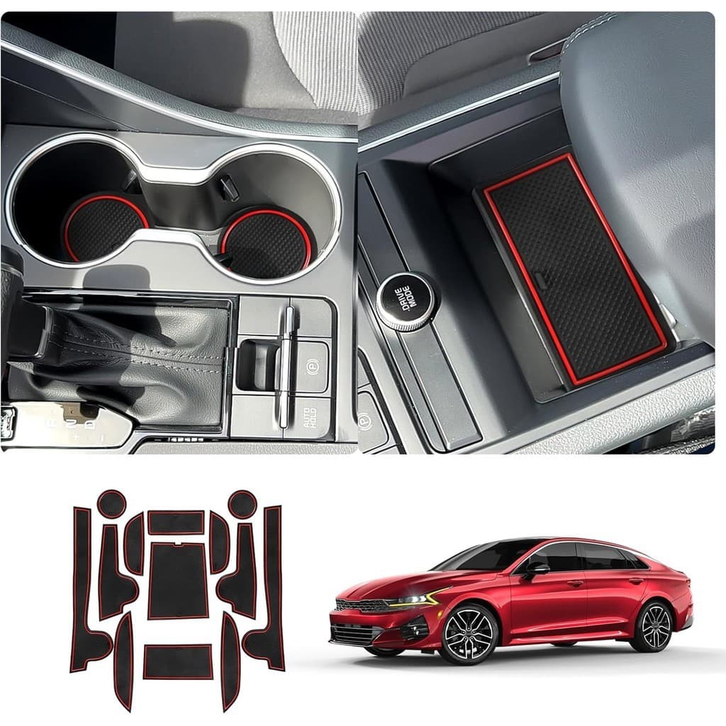 LUWU 2024 Forros E Tapetes Do Console Central Kia K5-Inserções Porta-Copos Da Linha GT-Vermelho