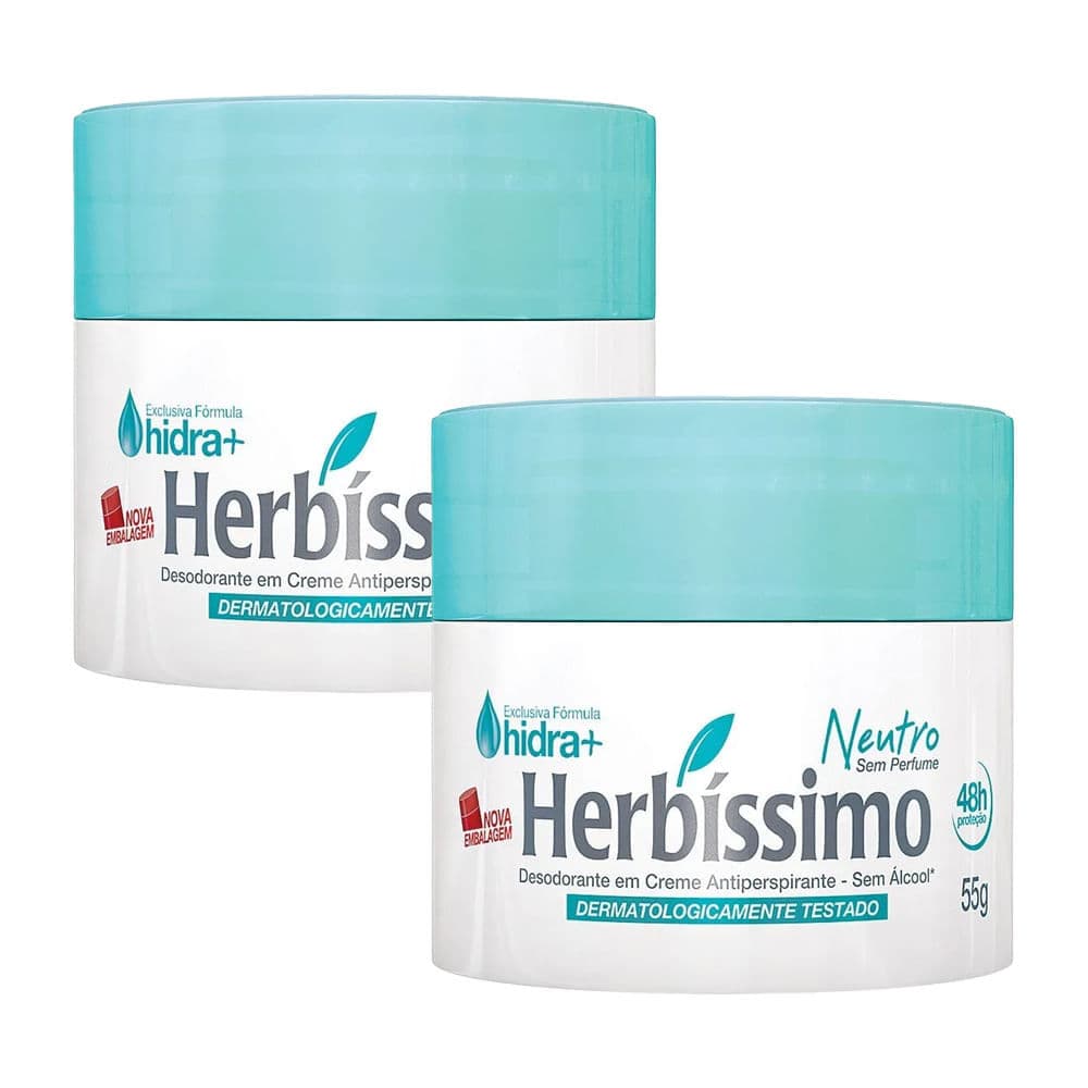 Kit Desodorante Creme Herbíssimo Neutro 55g - 2 Unidades
