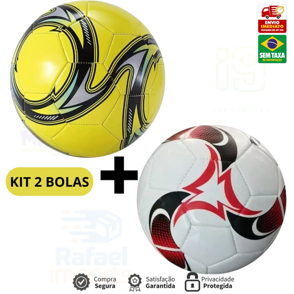 Kit 2 Bola de Futebol Tamanho Oficial Couro Sintético